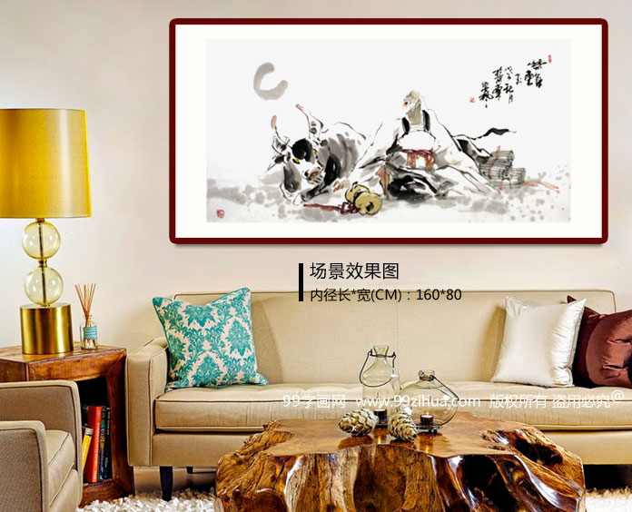 水墨名家魏武雙四尺寫意國(guó)畫人物《紫氣東來(lái)》裝飾示意