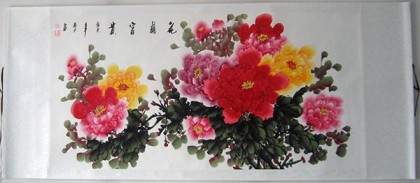 【已售】四尺已裱客廳牡丹圖
