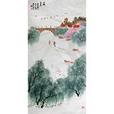 李明成四尺寫意山水畫《江南春色》