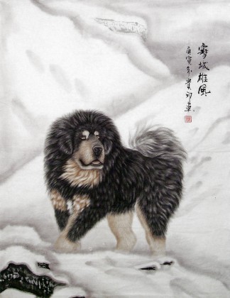 【已售】精品國(guó)畫(huà)藏獒《雪域雄風(fēng)》