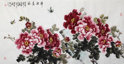 王芳四尺國畫牡丹《錦繡春風》