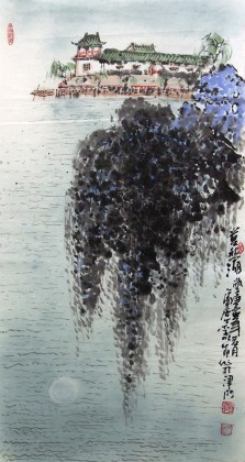 名家李明成國(guó)畫《莫愁湖》