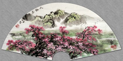 吉林美協鄒本財扇面《壺口瀑布》