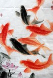 【已售】畫魚名家周升達三尺《富貴久魚圖》