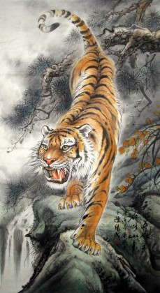 【已售】六尺國畫下山虎《天地英雄氣 》