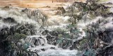 李云友八尺精品山水《春山晨曦圖》