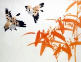 【已售】云鴻三尺臥室斗方《丹竹山雀圖》