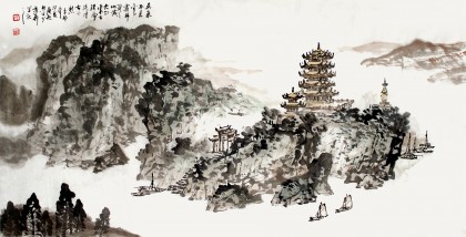 庾超然黃鶴樓作品之《波濤洗盡古今愁》