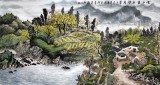 寧良成六尺山水畫《云山碧水韻秀華》