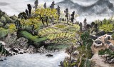 寧良成六尺山水畫《云山碧水韻秀華》