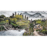 寧良成六尺山水畫《云山碧水韻秀華》