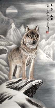 四尺國畫雪山狼《天界衛士》