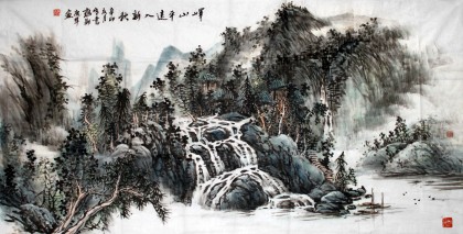 淮南美協副主席鄭慶年四尺《嶧山平遠入新秋》