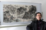 畫家寧全喜四尺山水畫《晨曲》