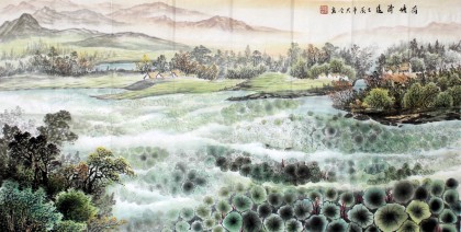 【已售】劉興全四尺精品《荷塘清遠》
