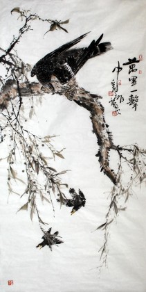 西蜀山人四尺勵志國畫《萬里一擊中》