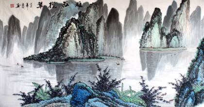 寧良成六尺桂林山水《漓江攬翠》