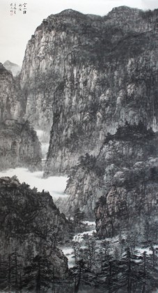著名山水畫家周武元六尺《空山新雨后》(已裱軸)