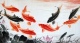 【已售】中國畫院周升達四尺《富貴久魚》