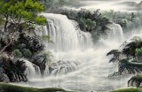 【已售】小八尺聚寶盆山水畫《泉鳴萬古聲》