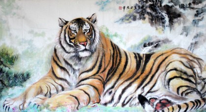 六尺國畫山君圖《遠矚》