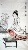 李立辰四尺紅樓夢人物《惜春構圖》河北著名仕女畫家（詢價）
