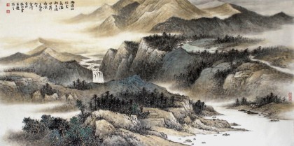 國(guó)家畫(huà)院名家劉金河四尺山水畫(huà)《雨過(guò)山頭云氣濕》