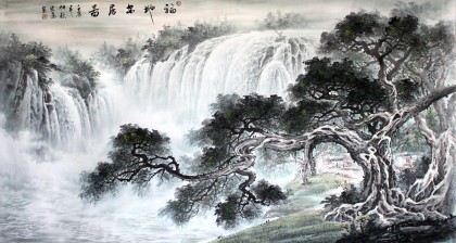 張宏達六尺聚寶盆風水畫《福地安居圖》