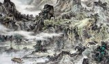 名家龍幼民六尺山水畫《溪上春山簇翠煙》