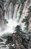 著名畫(huà)家王凌云四尺山水《觀(guān)瀑圖》（微信詢(xún)價(jià)）