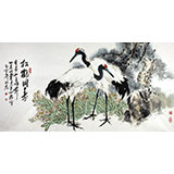【已售】王向陽(yáng) 四尺作品《松鶴同壽》 當(dāng)代著名畫(huà)家
