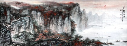 著名畫家王凌云小八尺山水《層林盡染》