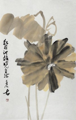 中國美協肖映梅四尺三開《秋水池塘曉自涼》
