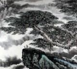 著名畫家王凌云小八尺山水《松云觀瀑圖》（微信詢價）
