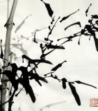【已售】章昊然四尺斗方水墨竹子畫《竹報平安》