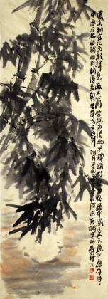 李明成三尺對聯寫意竹子圖