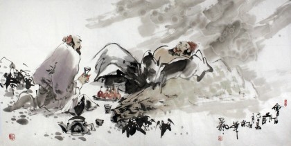 魏武雙四尺精品人物《會友圖》