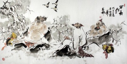 魏武雙四尺寫意人物畫《早春圖》