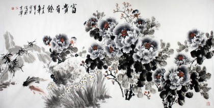 王寶欽六尺鯉魚牡丹圖《富貴有余》(詢價）