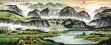 【已售】寧良成小八尺精品聚寶盆山水《流水生財》已裱片