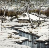 QA 已售 著名冰雪畫家高宏四尺斗方《莫斯科郊外》