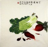 【已售】凌雪四尺斗方餐廳果蔬畫《百財圖》