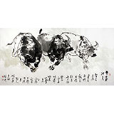 【已售】黃胄弟子王向陽四尺運財牛《牛氣沖天》(詢價)