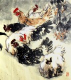 王向陽四尺《九雞臥雪圖》 中國美術家協會會員