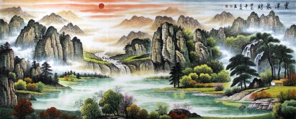 寧良成小八尺精品風(fēng)水山水畫《寶潭聚財(cái)》