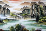 【已售】寧良成小八尺聚寶盆山水國畫《寶潭聚財》