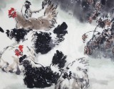 王向陽 六尺《九雞臥雪圖》 中國美術家協會會員