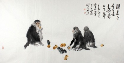 王向陽 四尺《猴送千重喜》 中國美術(shù)家協(xié)會會員