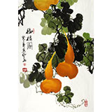 黃藝四尺三開風水葫蘆國畫《福祿圖》