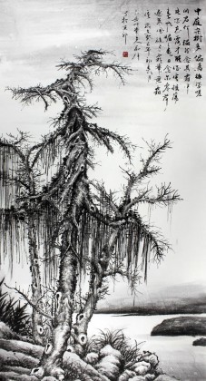 劉洋四尺國畫《枯藤老樹》
